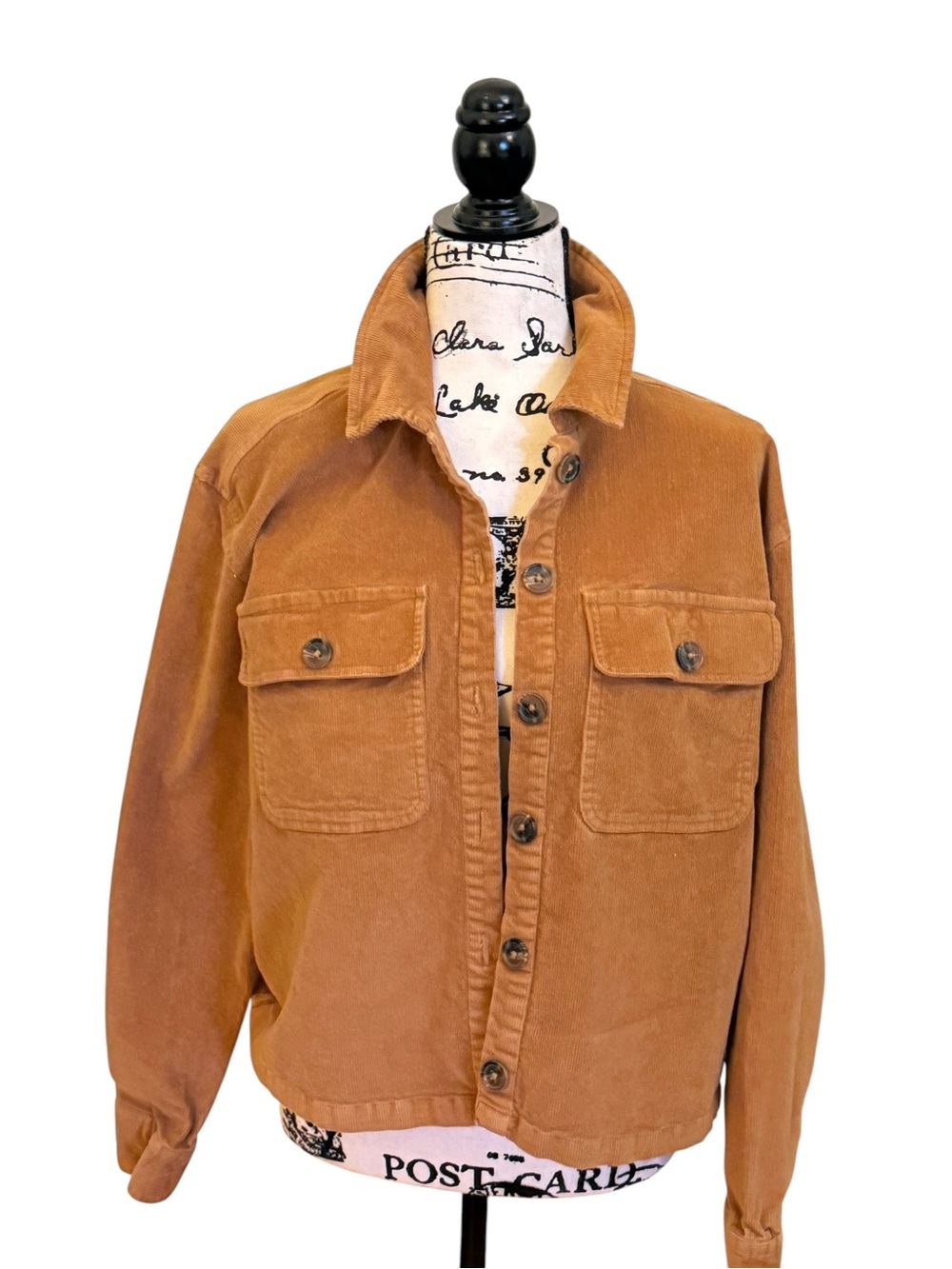 DownEast Corduroy Shacket in Caramel Brown